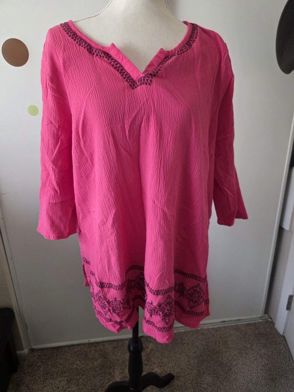 Woman Within Hot Pink Textured Tunic Top